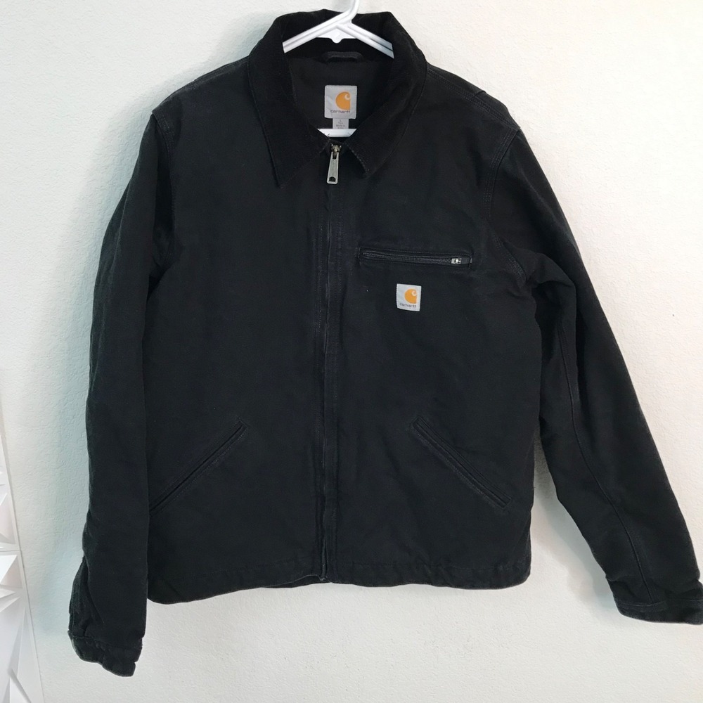 Carhartt Mens Blanket Lined Detroit Jacket Sz Large/Tall Black Zip Front